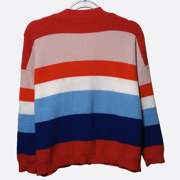 Angela Mele Milano Striped Wool Italian Cardigan Sweater Plus Size 2X XXL Winter - Picture 3 of 7